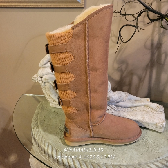 Australia Luxe Collective Spartan Tall Suede Shearling Moto Gladiator Boot #501 - Picture 6 of 15
